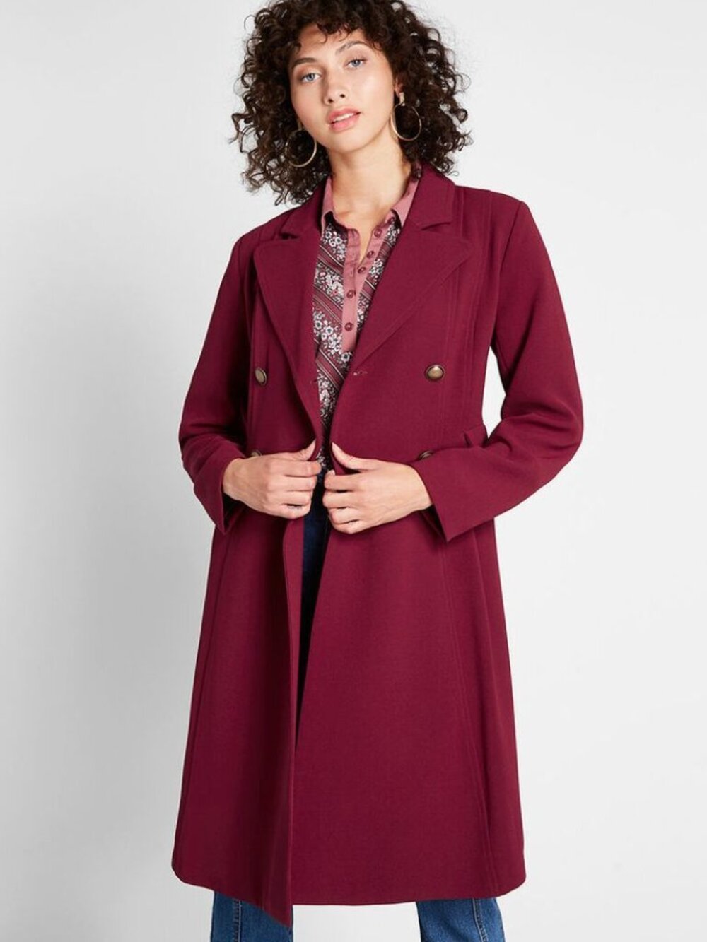 ModCloth Along for the Ride Coat in Burgundy